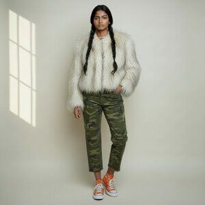 AMO Slouch Slouchy Trouser in Green Camo Denim Jeans Pants Size 24